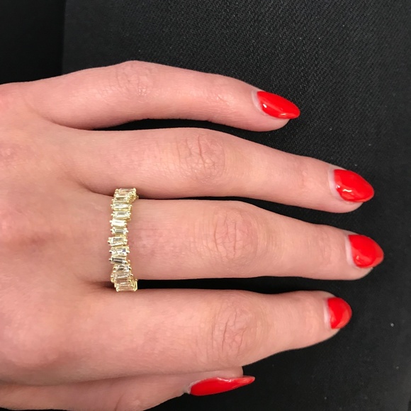 Rachel koen Baguette Diamond Eternity Band 14K Yellow Gold 0.67cttw Size 7 - Picture 2 of 6